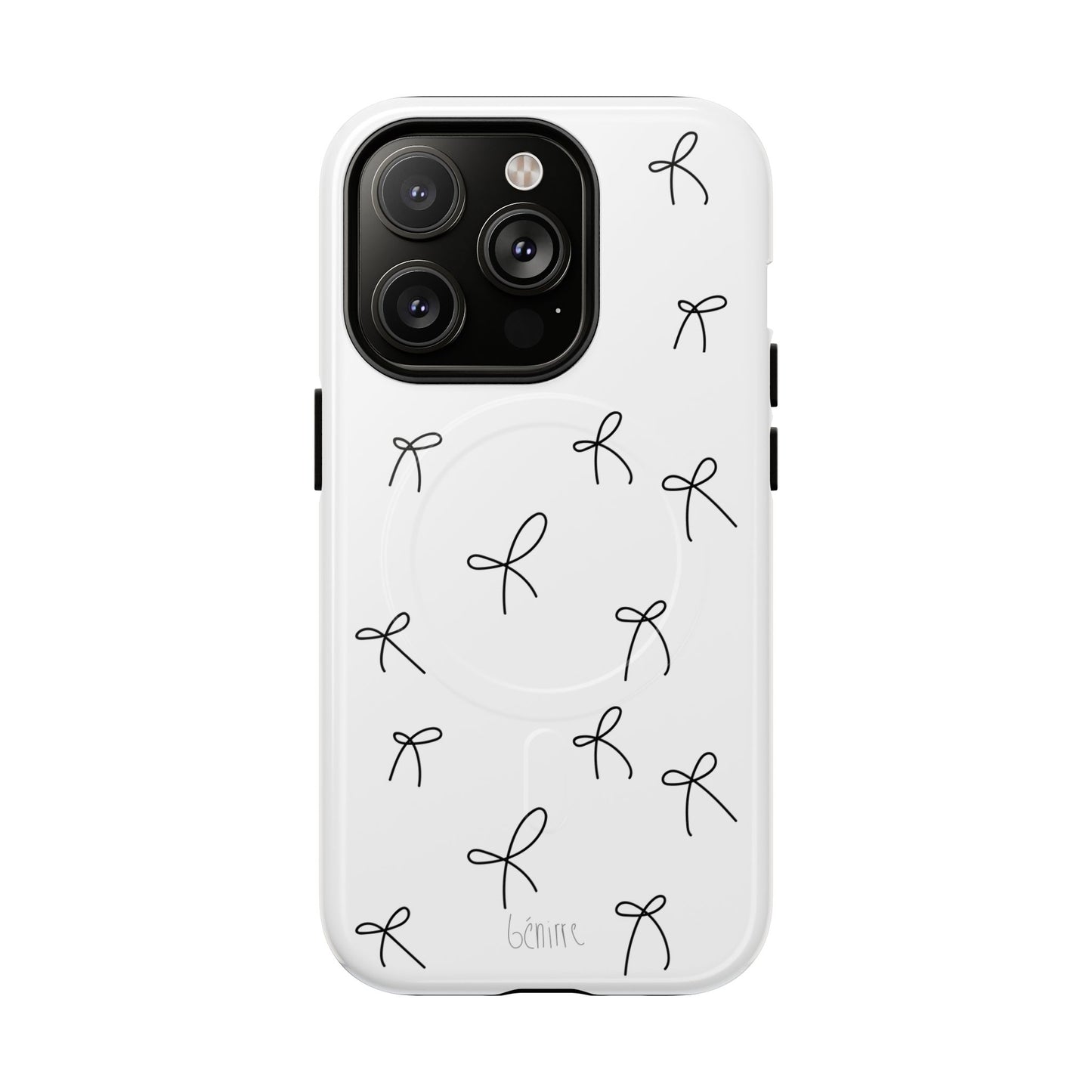 Benirre Phone case with black bow pattern on a white background